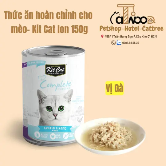 Thức ăn hoàn chỉnh Complete Cusine cho mèo Kit Cat- Lon 150gr
